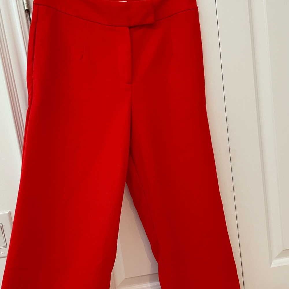Chic Red Wide Leg Women's Works Pants - small